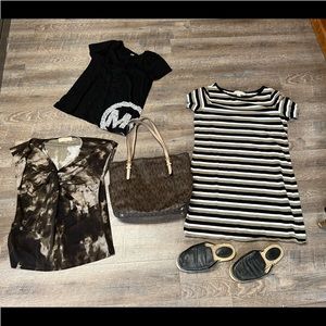 Ladies Michael Kors shirts, purse, shoes and dress lot